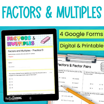 Preview of Factors and Multiples - Prime and Composite Numbers Practice for Google Forms™