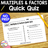 Freebie - Factors and Multiples Quick Quiz