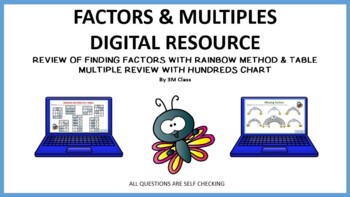 Preview of Factors and Multiples Review with Digital Self Checking Activities