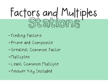 Preview of Factors and Multiples Stations