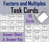 Factors and Multiples Task Cards Activity for 4th 5th 6th Grade