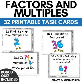 Preview of Factors and Multiples Task Cards