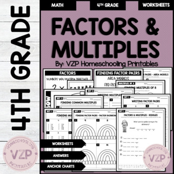 Factors and Multiples Worksheets by VZP Homeschooling Printables