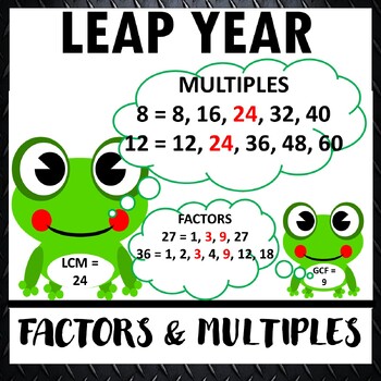Preview of Leap Year 2024 Factors and Multiples GCF and LCM Worksheet Leap Day Activity
