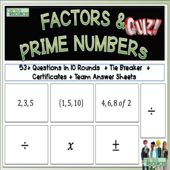 Preview of Factors and Prime Numbers Quiz