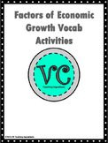 Factors of Economic Growth Vocab Activities