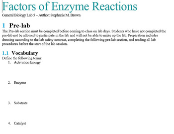 Preview of Factors of Enzyme Function Lab