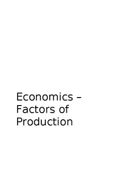 Preview of Factors of Production - Economics