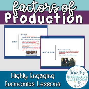 Preview of Factors of Production Economics Lesson (Distance Learning!)