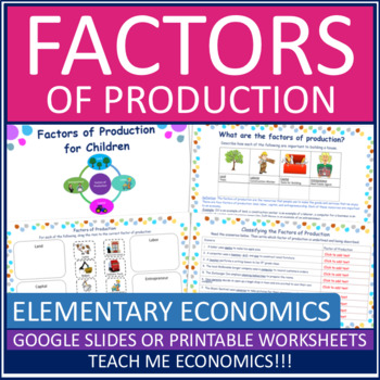 Preview of Factors of Production Elementary Economics Google Slides or Printable Worksheet