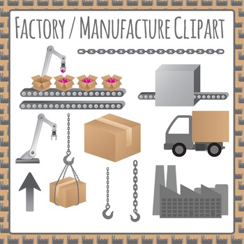 Preview of Factory / Manufacturing Making, Packing & Moving Production Line Clip Art
