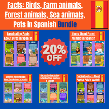 Preview of Facts: Birds, Farm animals, Forest animals, Sea animals, Pets in Spanish Bundle