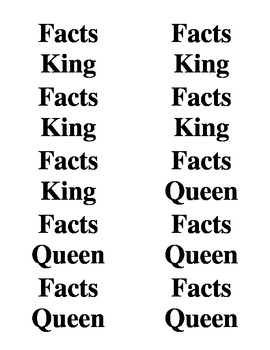 Facts King & Queen Crown Labels by Sandra Matthews Teacher Place