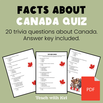 Preview of Facts about Canada Quiz - Canadian Geography Quiz - Answer Key Included