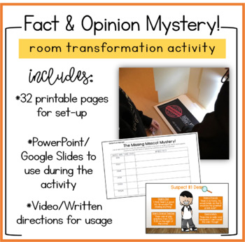 Preview of Facts and Opinions Mystery Experience! | Room Transformation Materials