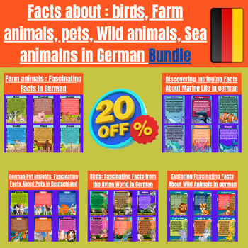 Preview of Facts: birds, Farm animals, pets, Wild animals, Sea animalns in German Bundle