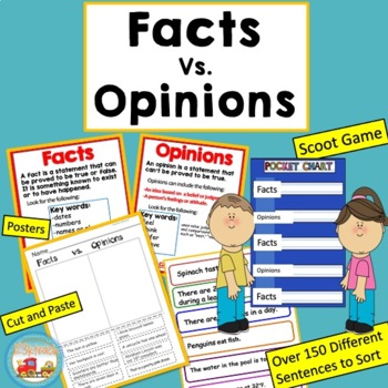Preview of Facts vs. Opinions, Cut and Paste, Worksheets, Scoot Game, Print or Digital