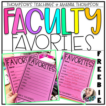 Preview of Faculty Favorites List FREEBIE