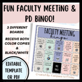 Faculty Meeting Bingo: Staff PD Professional Development N