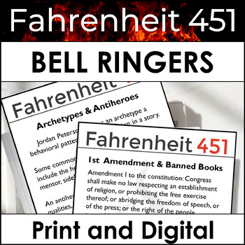 Preview of Fahrenheit 451 Bell Ringers Entry Tasks, 4 Weeks of Daily Topics for Discussions