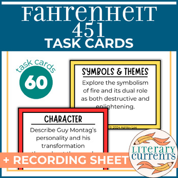 Preview of Fahrenheit 451 | Bradbury | Analysis Task Cards + Response Sheet | AP Lit HS ELA