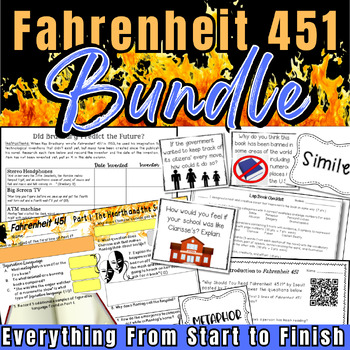Preview of Fahrenheit 451 Unit Bundle: Guides, Quizzes, Activities, Lap Book, Game, Test