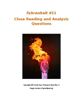 Preview of Fahrenheit 451 Close Reading / Analysis Text-dependent Questions Bundle
