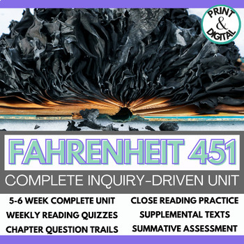 Preview of Fahrenheit 451:  Complete Inquiry Unit {Supplements, Assessments, Close Reading}