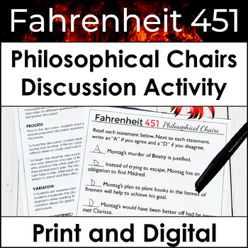 Preview of Fahrenheit 451 FREE Discussion Activity - Philosophical Chairs Questions