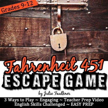 Preview of Escape Room Break Out Box Game, Fahrenheit 451