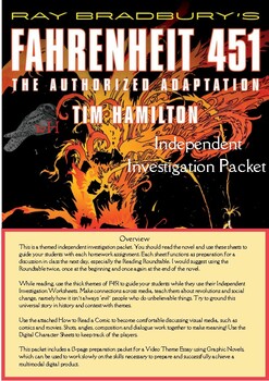 Preview of Fahrenheit 451 Graphic Novel Independent Investigation Pack: 8 Wks, Theme Essay