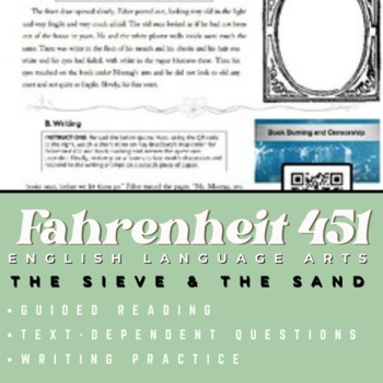 Preview of Fahrenheit 451 Part 2: The Sieve & The Sand - Close-Reading Assignment #1