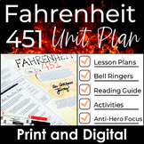 Fahrenheit 451 Unit Plan 3.5 Week Bundle W/ Lesson Plans, 