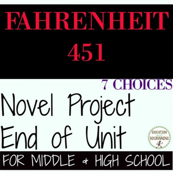 Preview of Fahrenheit 451 Project Choice of 7 plus EDITABLE rubric Distance Learning