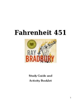 Preview of Fahrenheit 451 / by Ray Bradbury / Study Guide and Activities Booklet