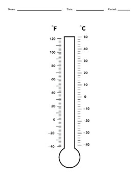 Preview of Fahrenheit  and Celsius Thermometer Worksheets
