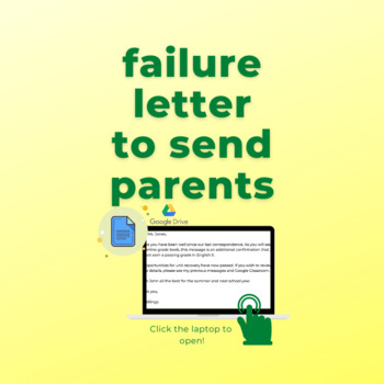 Preview of Failure Letter Template to Send Parents (Google Docs-friendly) All Grades
