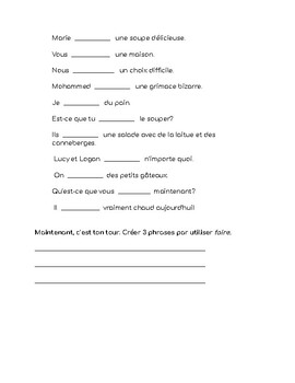 Faire - French Verb Conjugation Practice - Core French, Francais