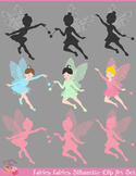 Fairies, Glowing Fairies Silhouette Clip Art Set