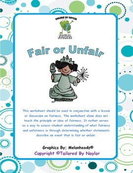 fair unfair fairness worksheet test unjust just