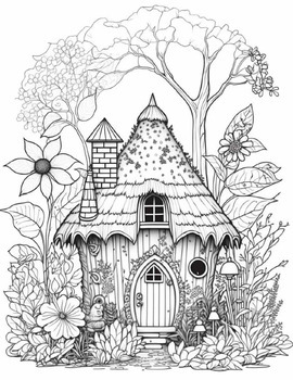 Adult Coloring Book: Fairy Houses and Fairies, for teens and adults, 8.5 x  11”, Soft Cover, 50 Detailed Coloring Pages. Every Page is Different.