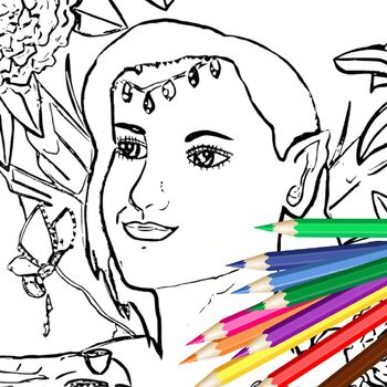 Preview of Fairy Of Peonies Coloring Book Page For Kids And Adults