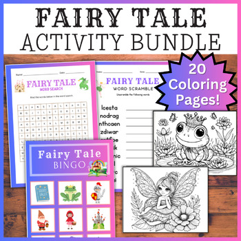 Preview of Fairy Tale Activities BUNDLE- Fantasy Stories Party - Coloring, Puzzles, Bingo!