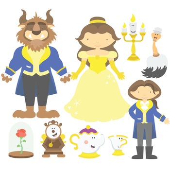 Preview of Fairy Tale Beauty And The Beast Digital Clipart & Vector Set