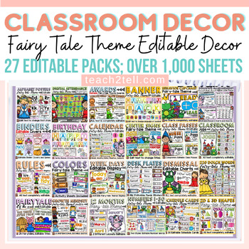 Preview of Fairy Tale Classroom Decor Bundle Editable Fairytale Class Decor