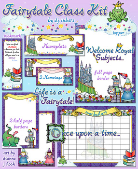 Preview of Fairy Tale Classroom Theme Kit - Borders, Printables and Clip Art Download