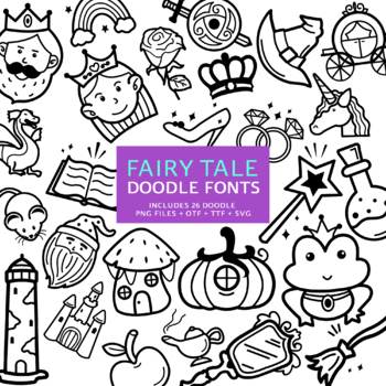 Preview of Fairy Tale Doodle Fonts, Instant File otf, ttf Font Download, Digital Font Bundl