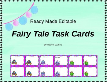 Preview of Fairy Tale Editable Task Cards - COMMERCIAL AND PERSONAL