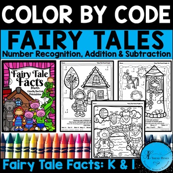 Preview of Fairy Tale Math Kindergarten & 1st Grade Color By The Number Code Coloring Pages