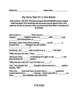 Preview of Fairy Tale Fill-in-the-Blank